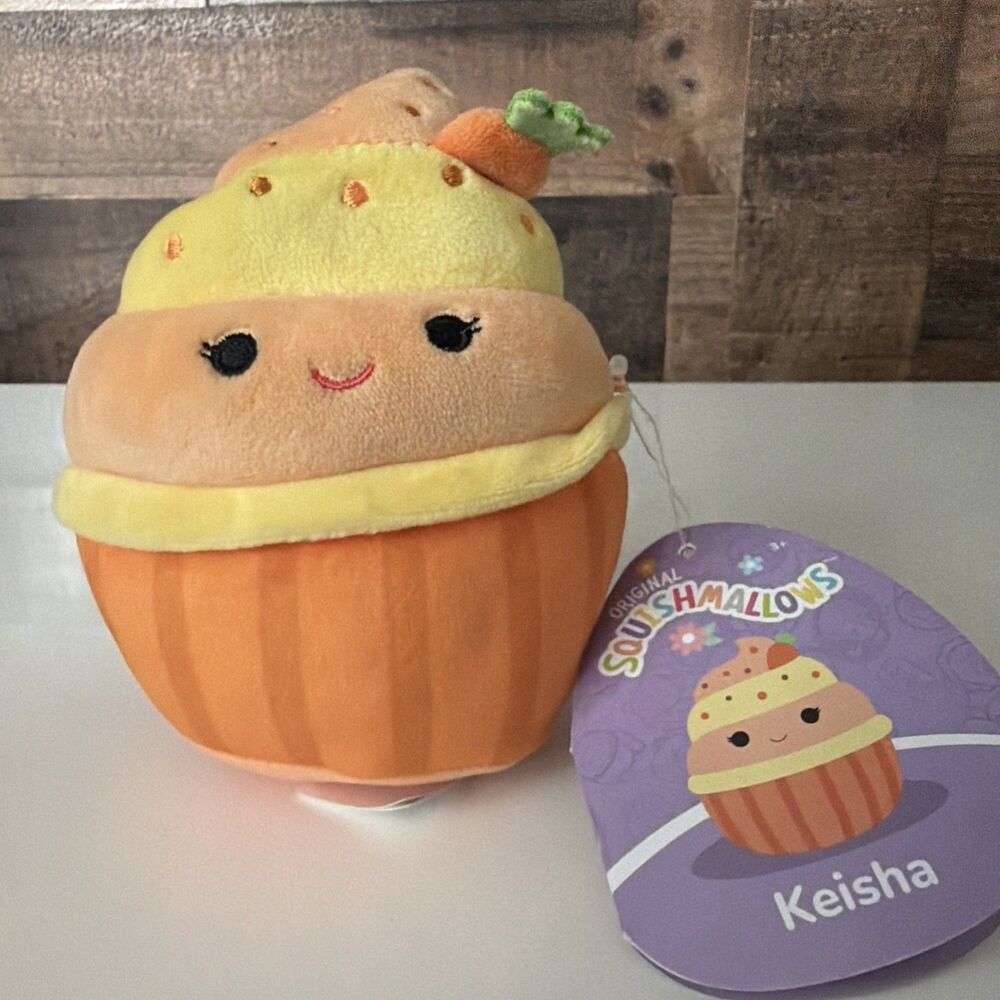 Squishmallows Keisha Mini Cupcake Plush Stuffed Toy Orange Yellow 2023 Washable
